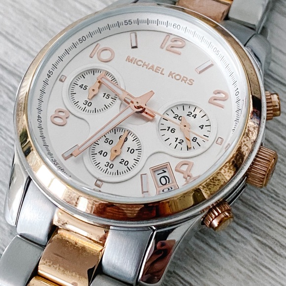 Michael Kors Oversized Stainless Steel/Rose Gold watch. main image 5